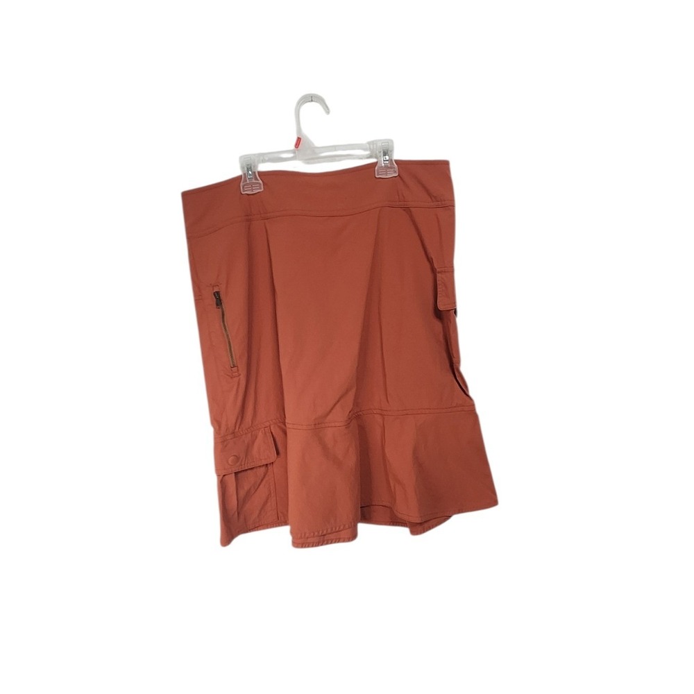Royal Robbins Womens Cargo Skirt Orange Zip Pockets Mid Rise Size 12